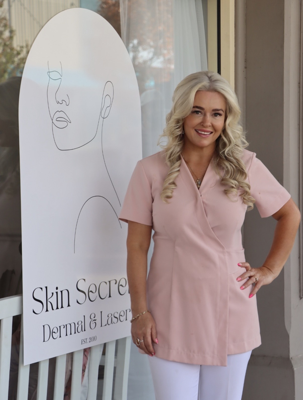 Sharyn Mallinson outside the Skin Secrets clinic